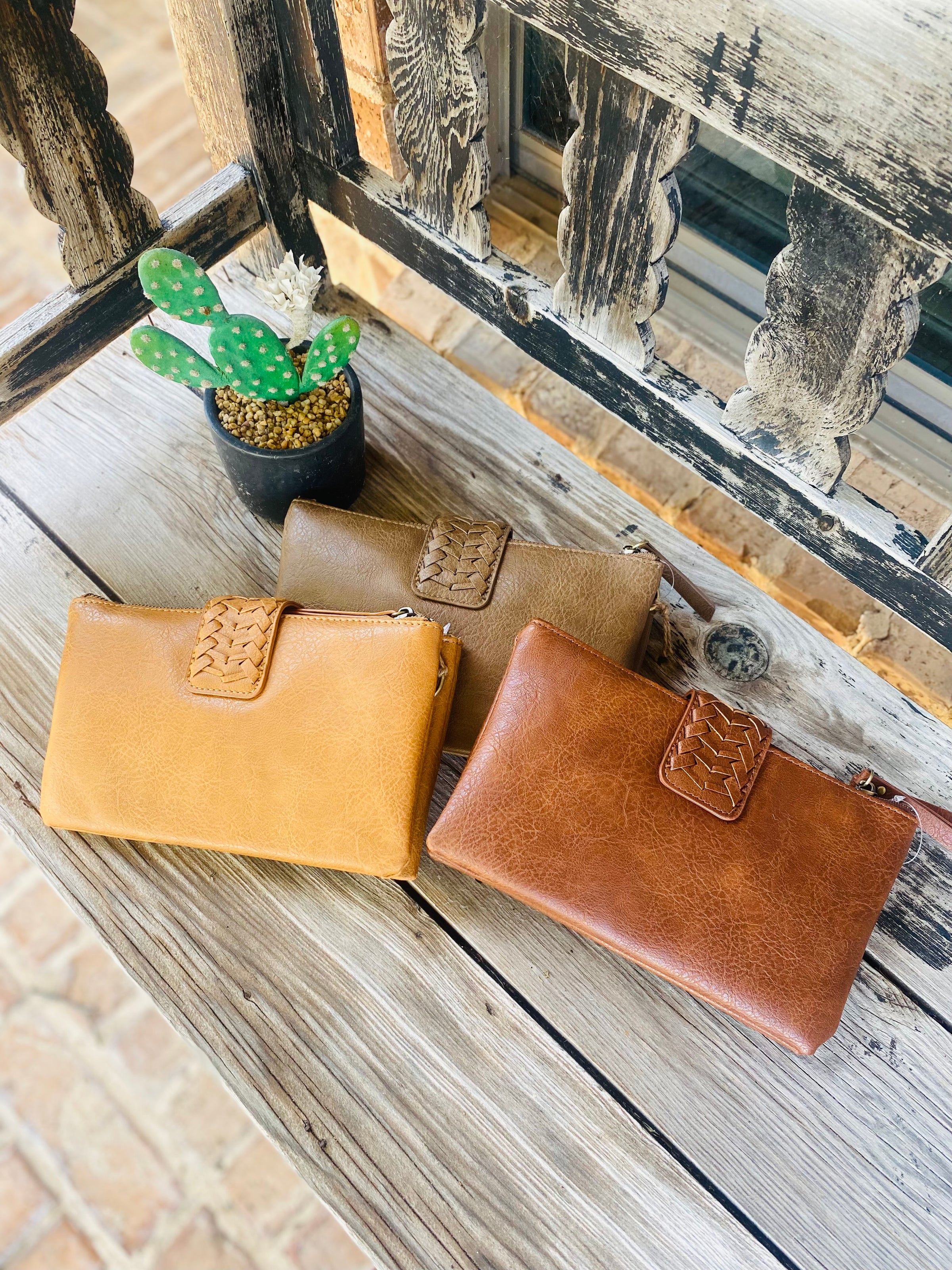 Women's Two-Compartment Crossbody Bag with Braid Detail