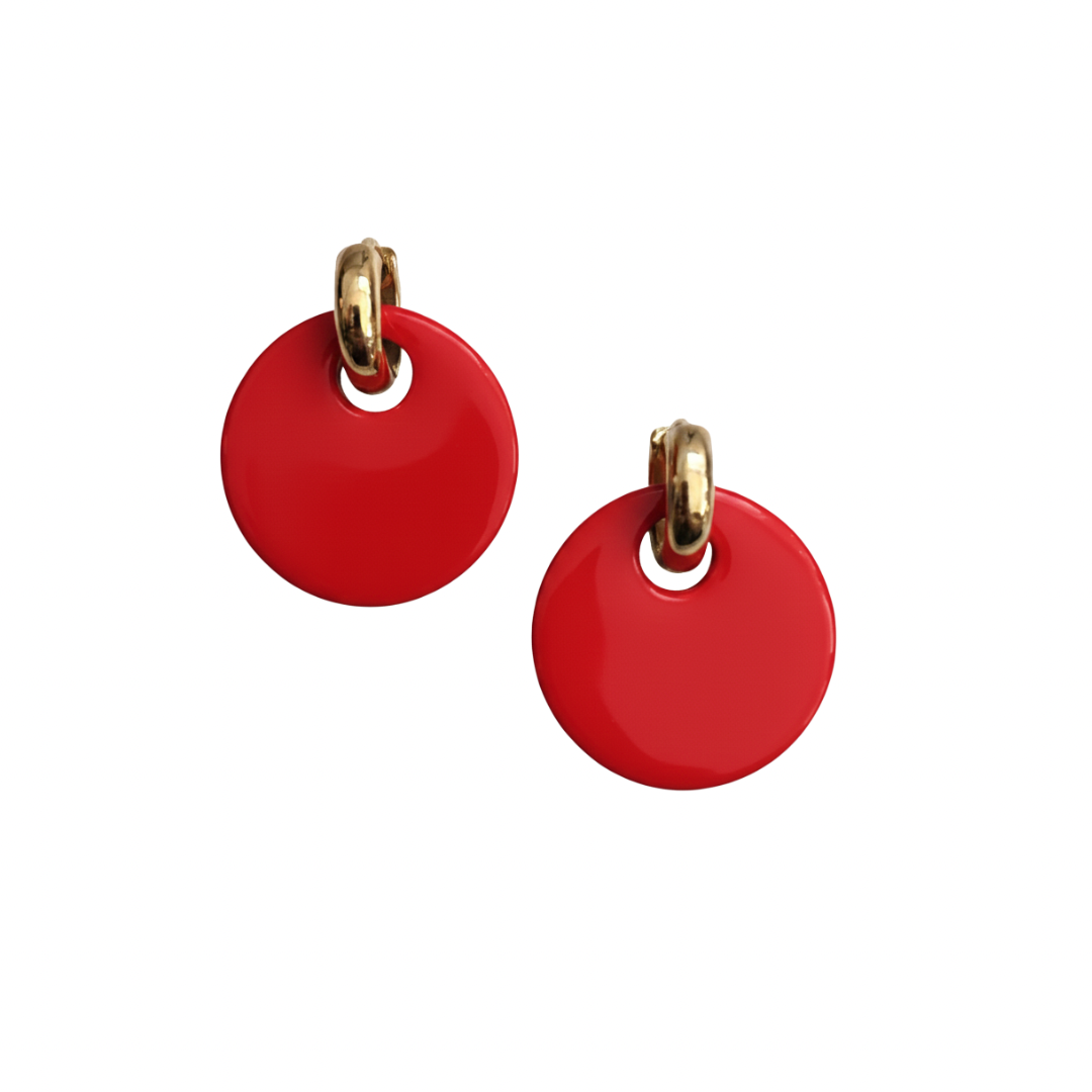 Red | Maeve | Gameday Huggie Hoop Drop Earrings