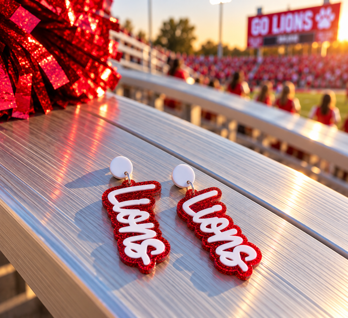 Lions Pep Rally Mascot Earrings