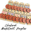 Checkered I Heart Basketball Dangles Sports Earrings