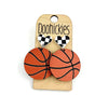 Checkered I Heart Basketball Dangles Sports Earrings