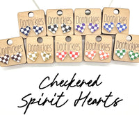 School Spirit Checkered Heart Stud Earrings - 9 Color Options