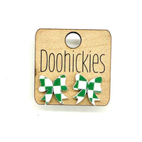 School Spirit Checkered Bow Stud Earrings - 9 Color Options