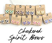 School Spirit Checkered Bow Stud Earrings - 9 Color Options