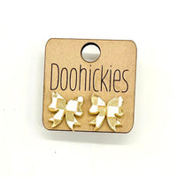 School Spirit Checkered Bow Stud Earrings - 9 Color Options