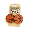 Checkered I Heart Basketball Dangles Sports Earrings