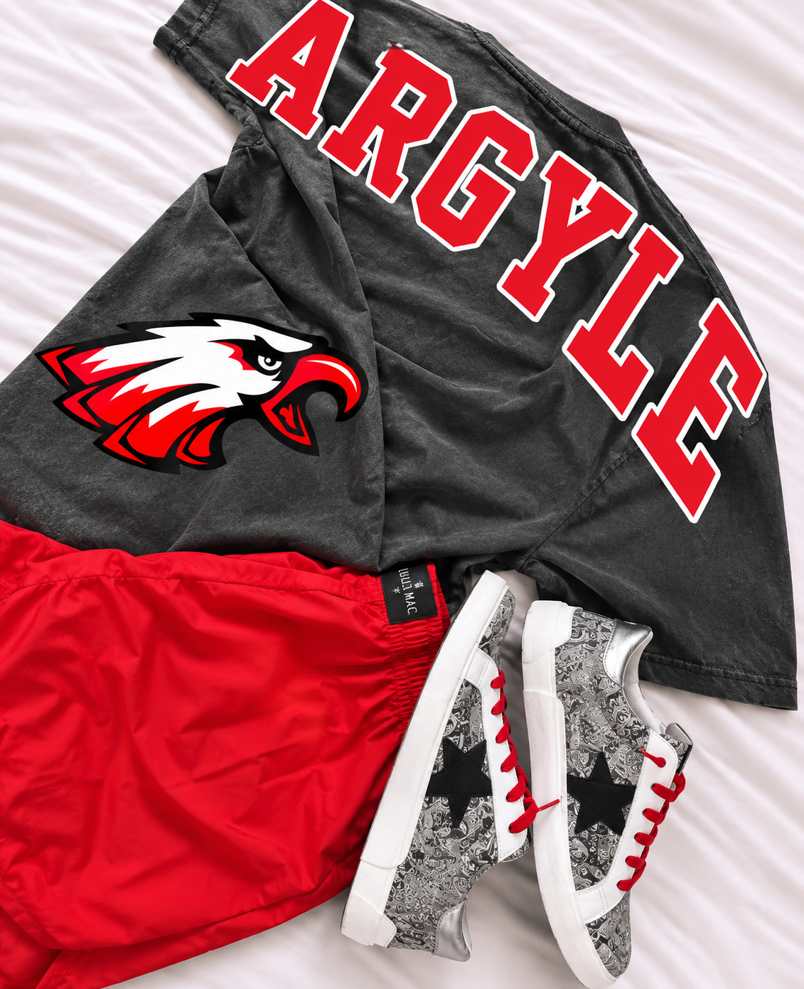 PREORDER | Argyle Oversized Print Side Mascot Tee *ETA 3-4weeks