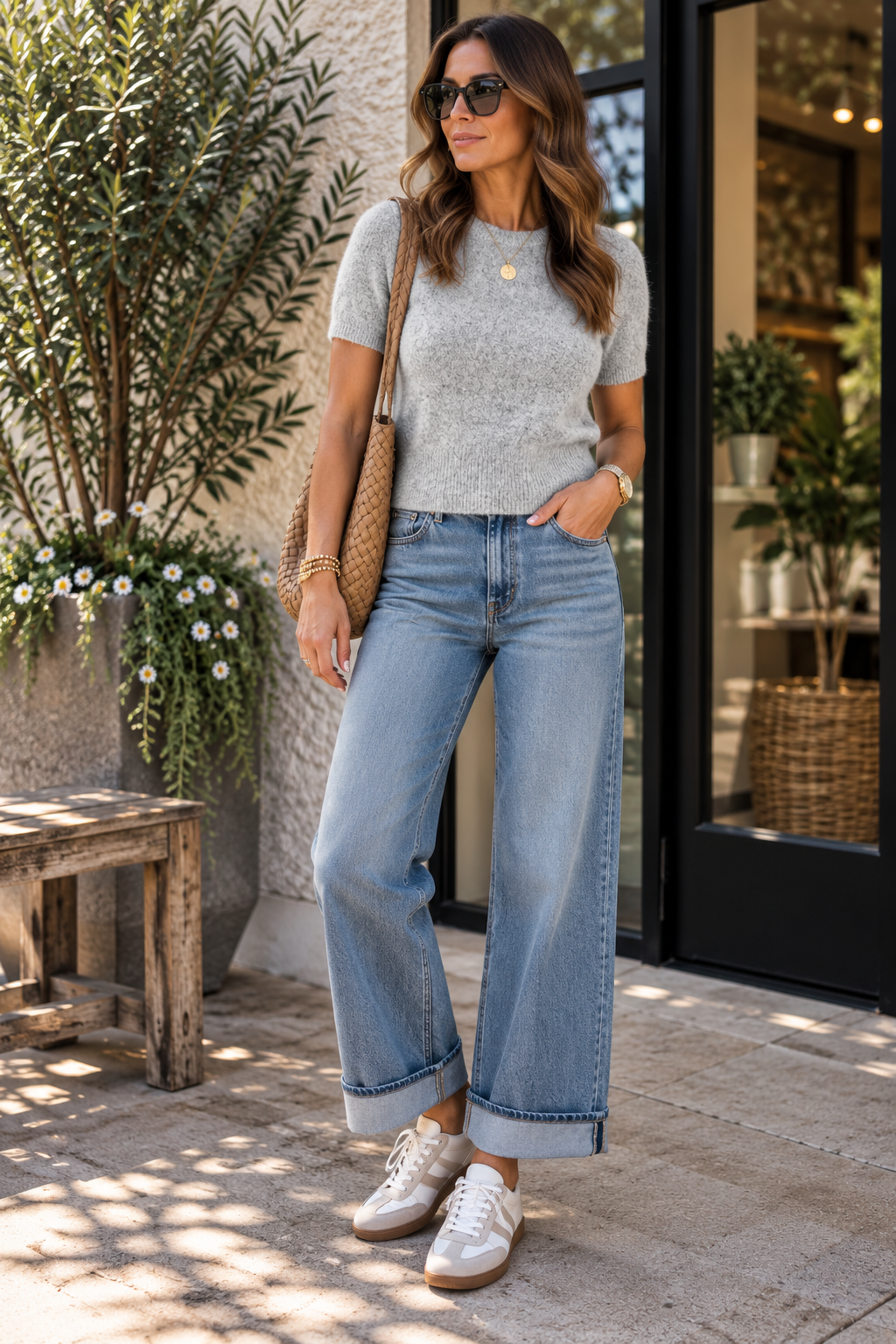 Heather Grey Short Sleeve Lightweight Sweater