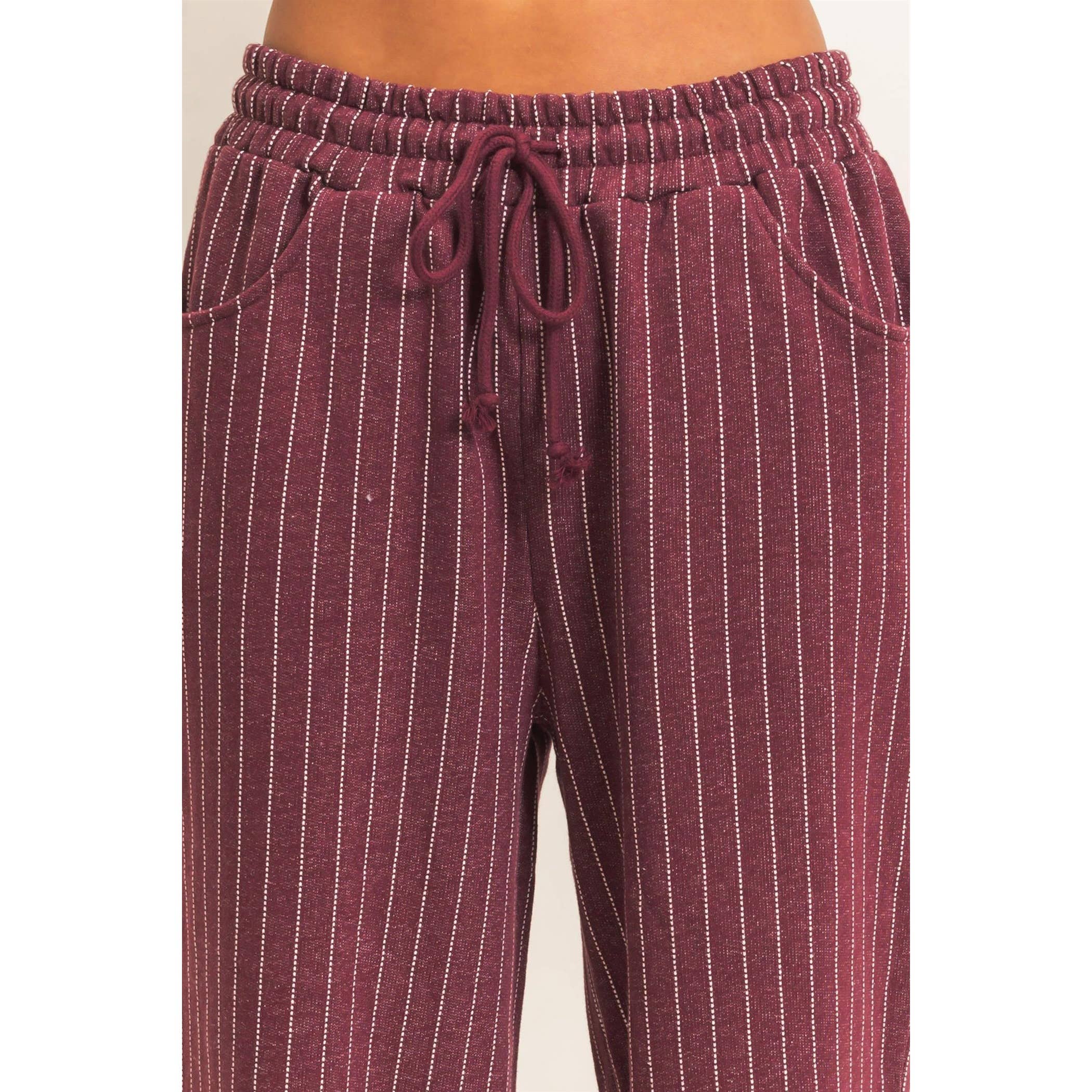 Pinstripe Elastic Waist Sweatpants