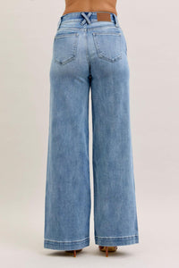 Judy Blue | Judy Blue High Waist Double Button Trouser Wide Leg Denim Jeans