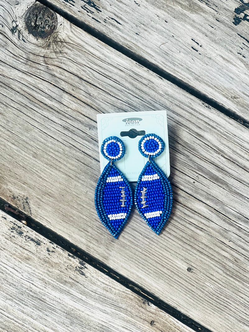 Icon Blue & White FBall Bead Earrings