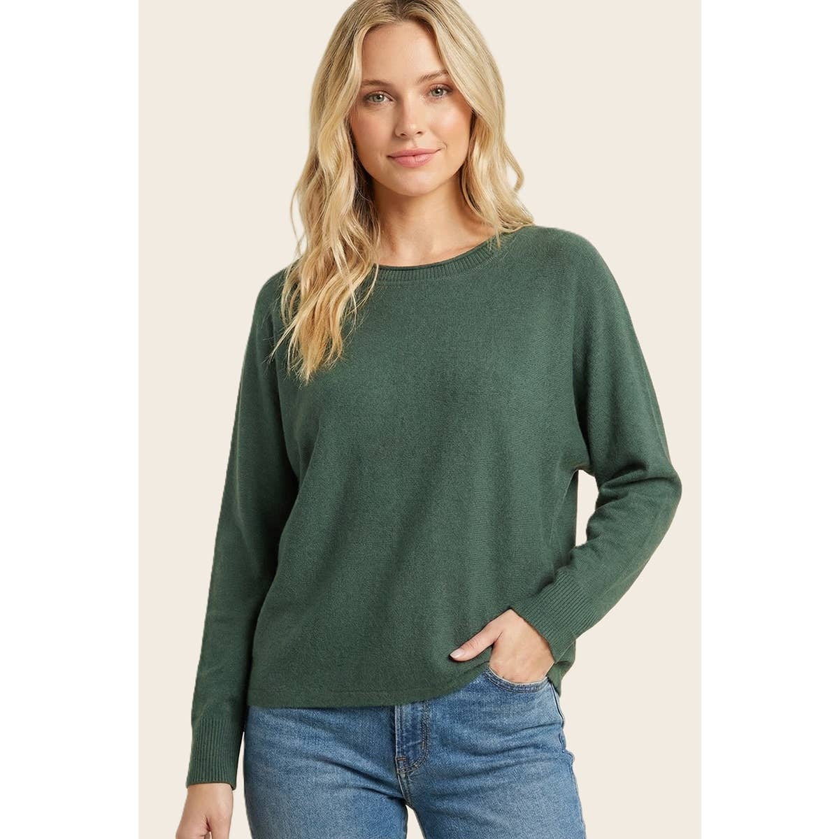 Forest Dolman Sleeve Solid Sweater
