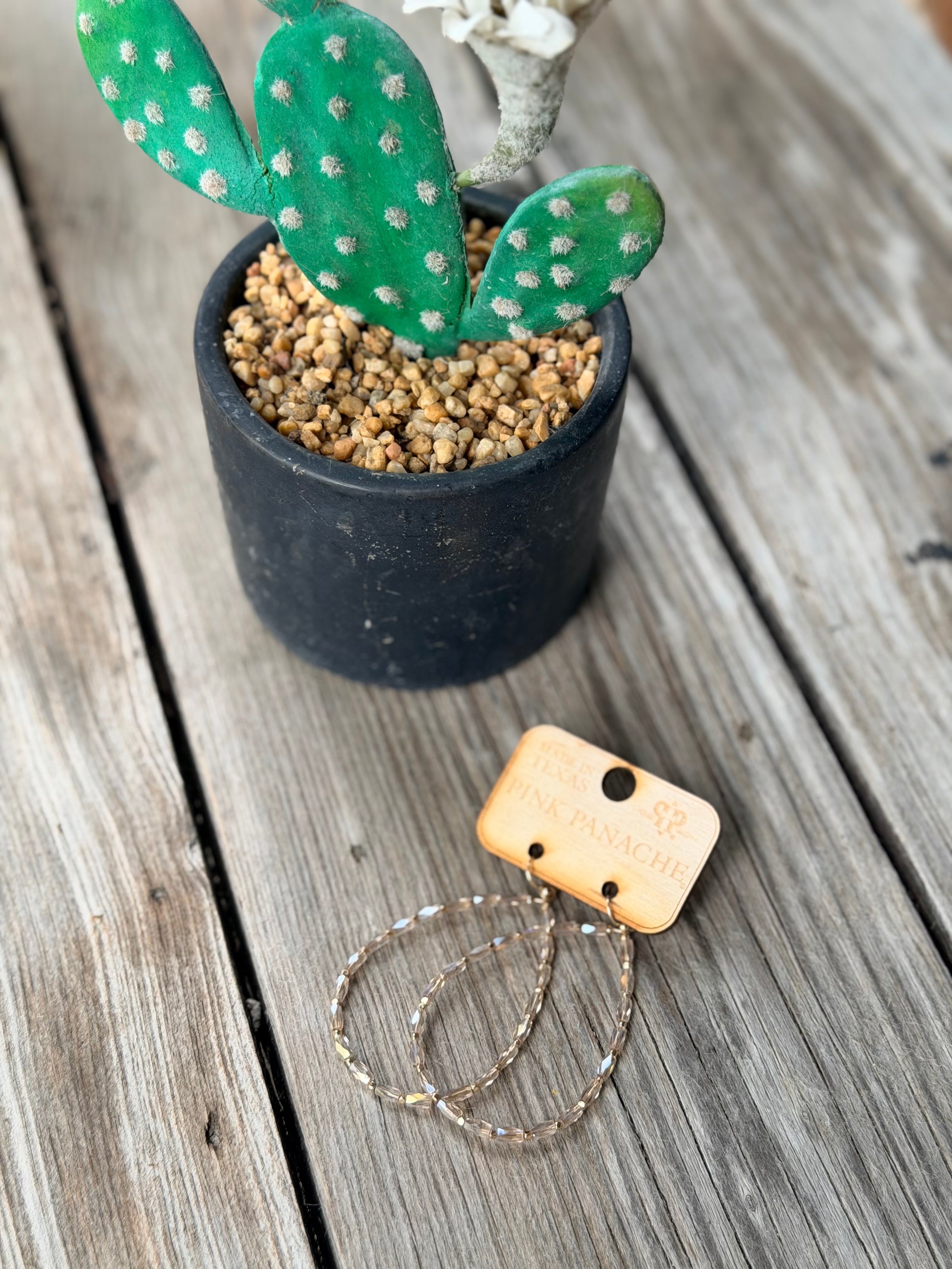 Faceted Tube Bead Teardrop Earring