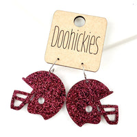 1.25" Glitter School Spirit Football Helmet Dangles - Custom Spirit Earrings - 9 Color Options