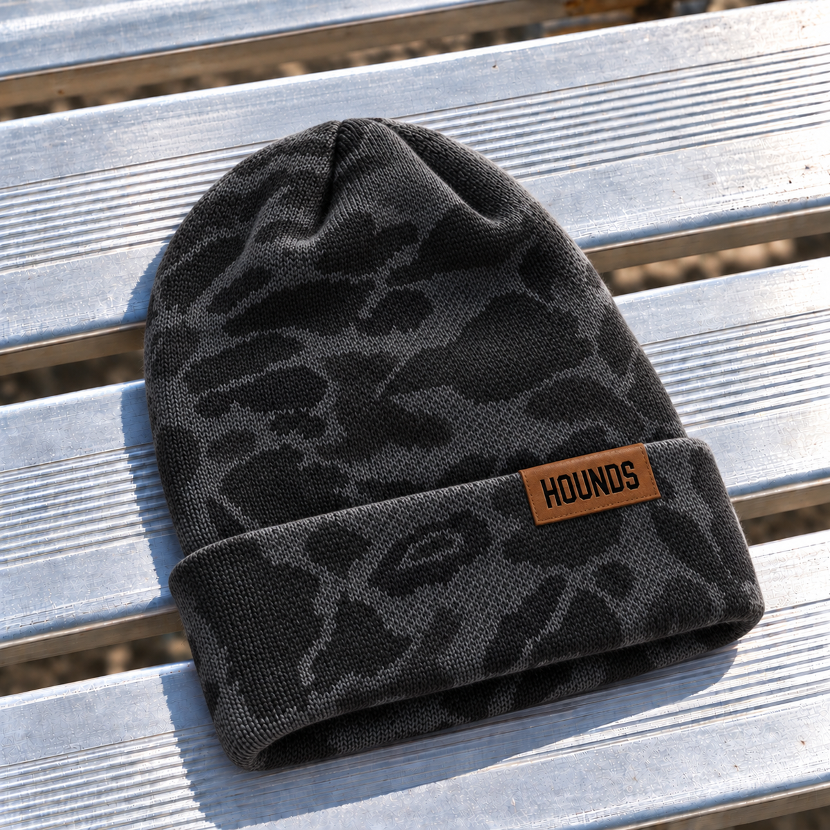 PREORDER | Hounds Leather Patch Dark Camo Beanie