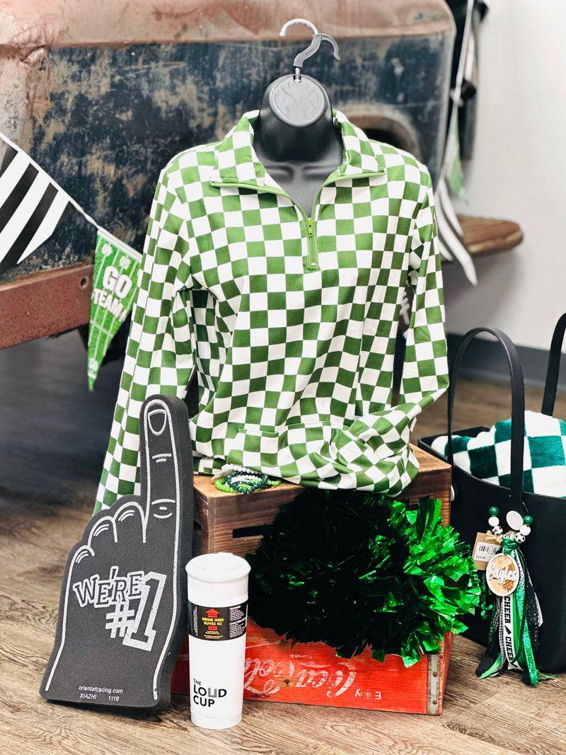 Green & White Pep Rally Pullover