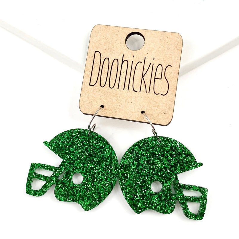 1.25" Glitter School Spirit Football Helmet Dangles - Custom Spirit Earrings - 9 Color Options