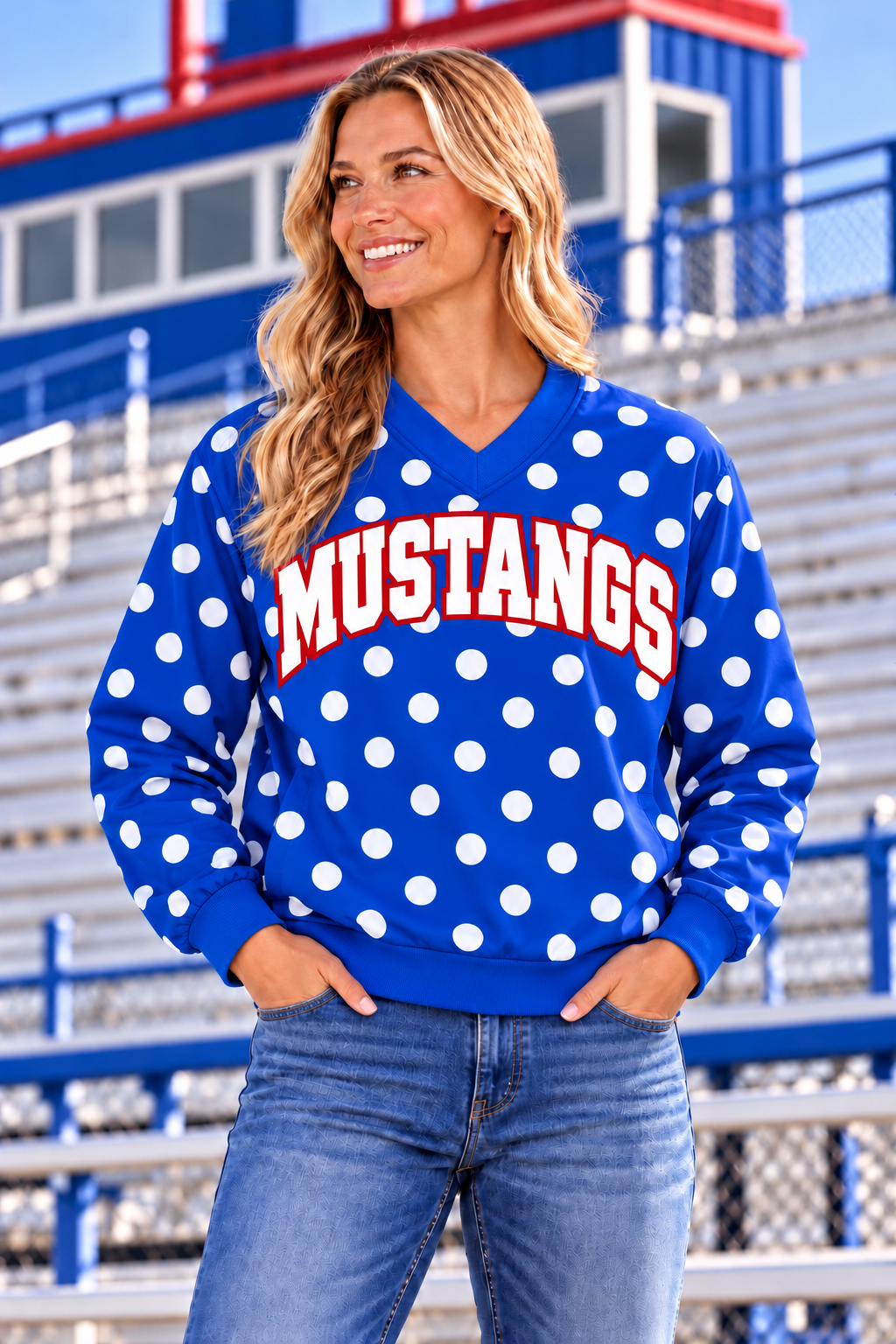 PREORDER | Mustangs Royal Polka Lined Windbreaker Pullover