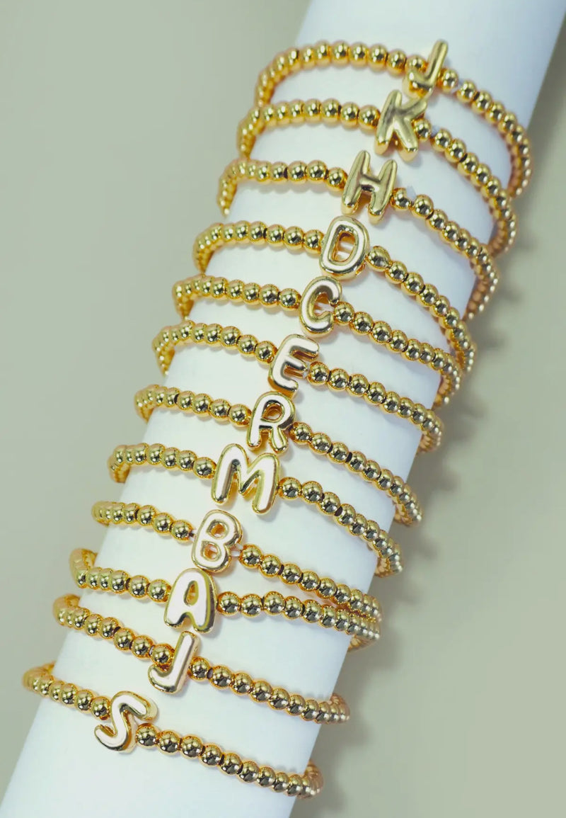 Initial Bubble Stretch Bead Bracelet