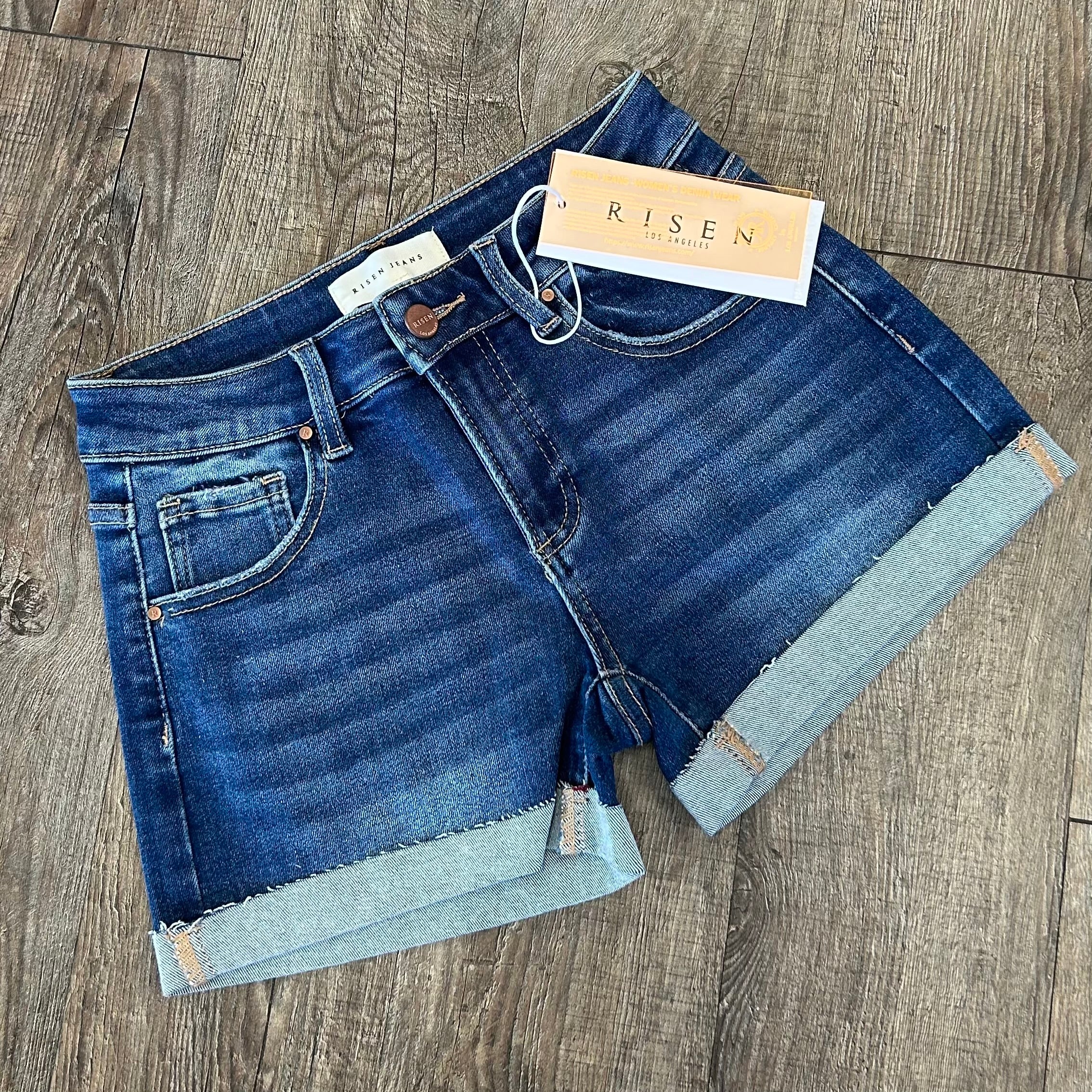 Risen | Dark Rolled Hem Shorts