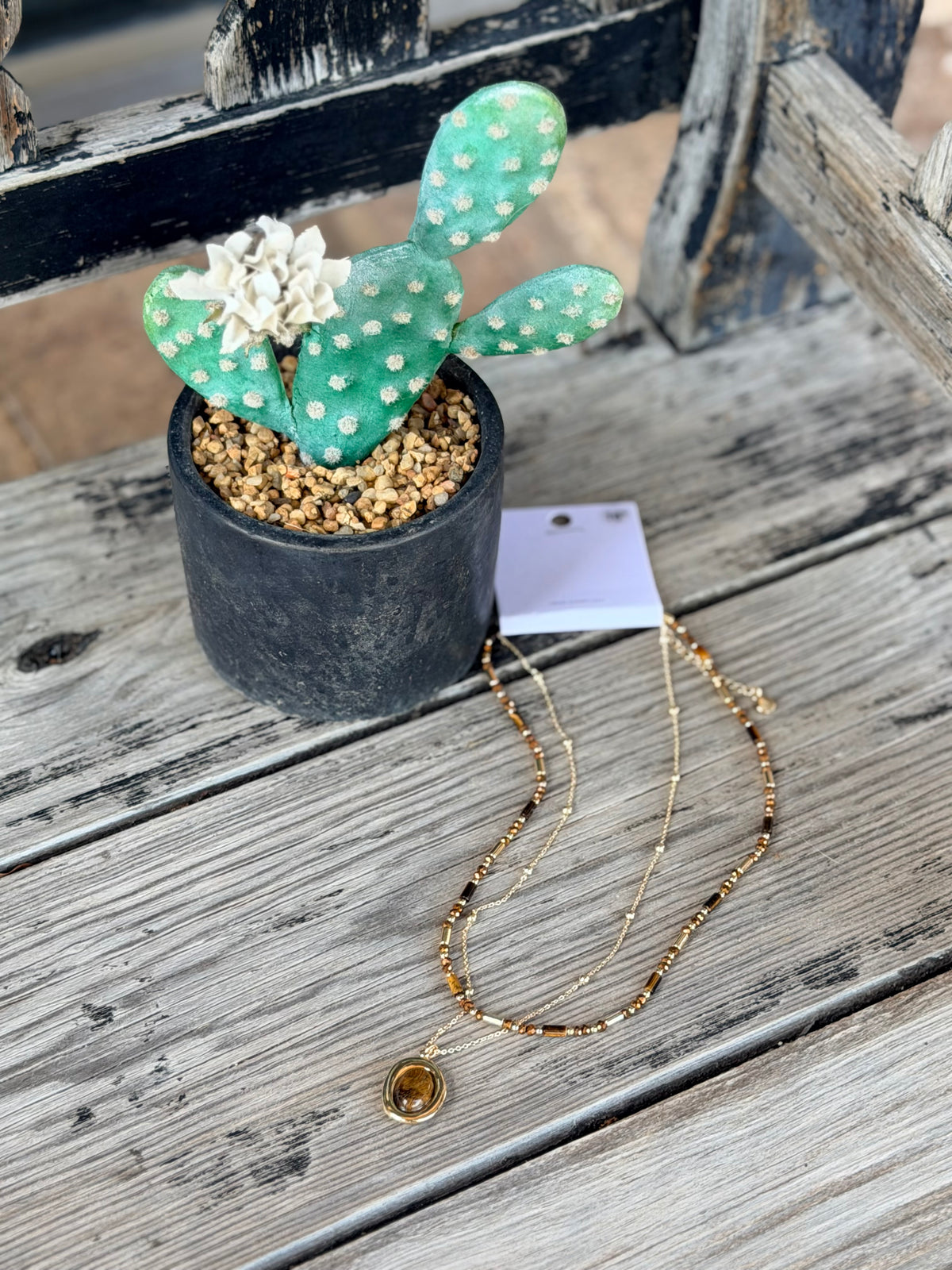 Ember Stone & Bead Multi Layer Necklace