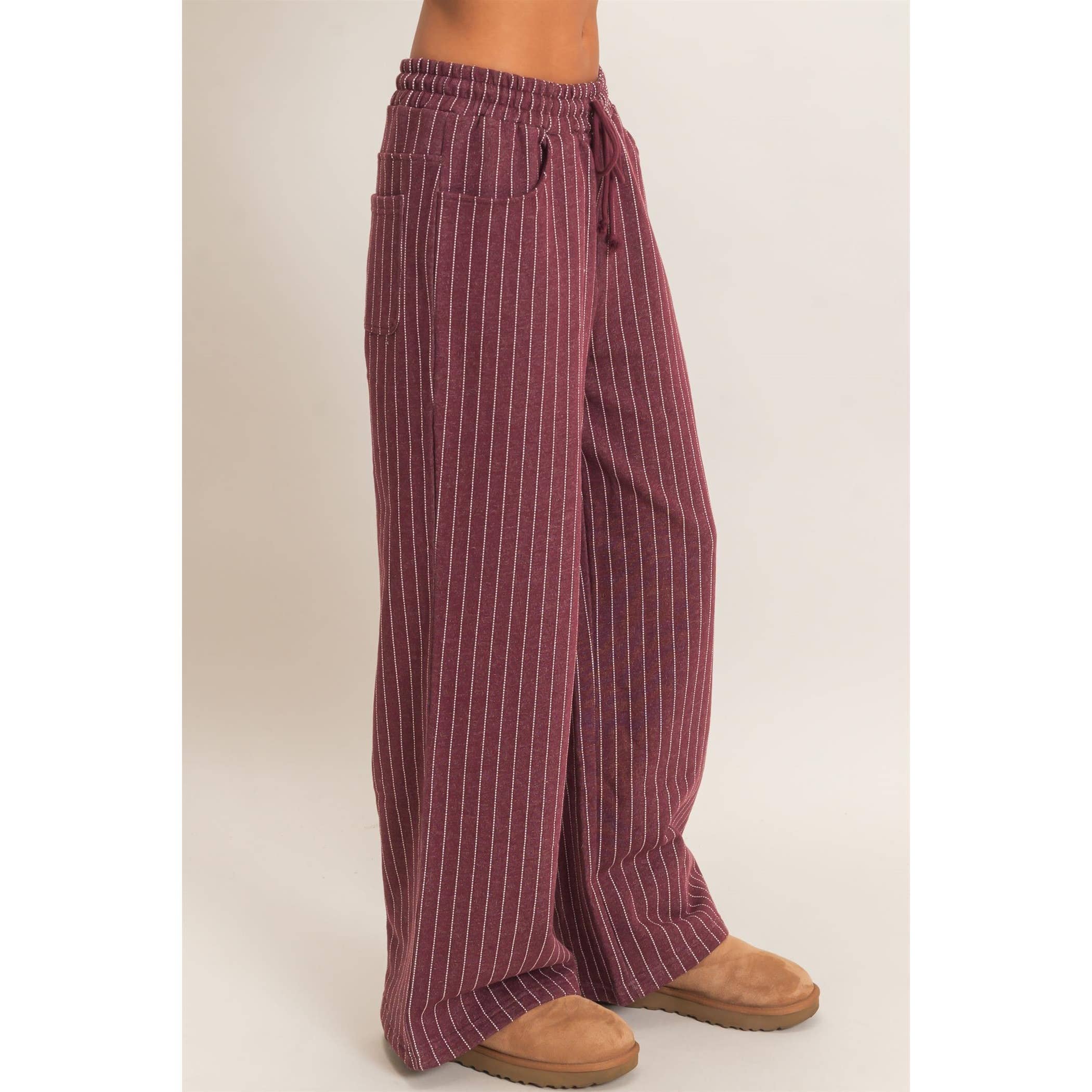 Pinstripe Elastic Waist Sweatpants