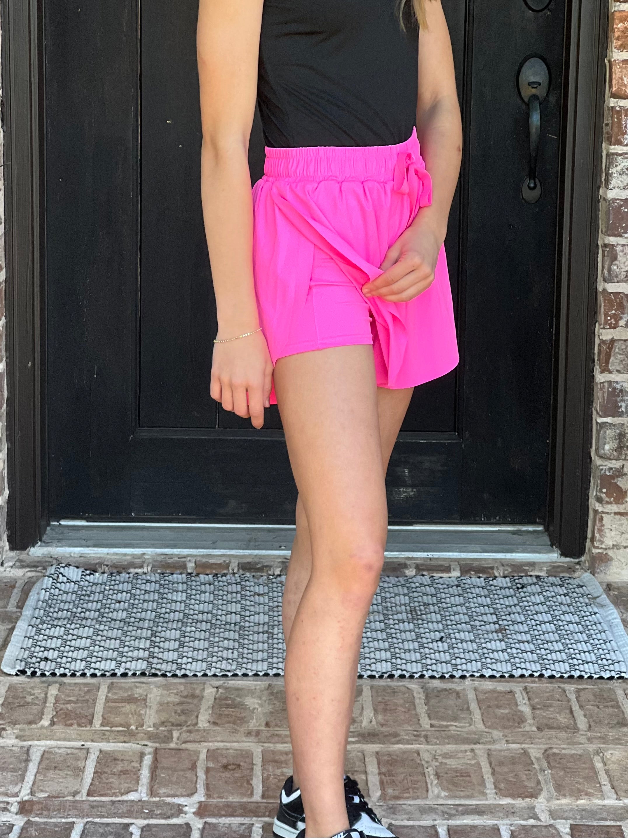 Pink Side Overlap Activewear Shorts w/ Shorts Lining