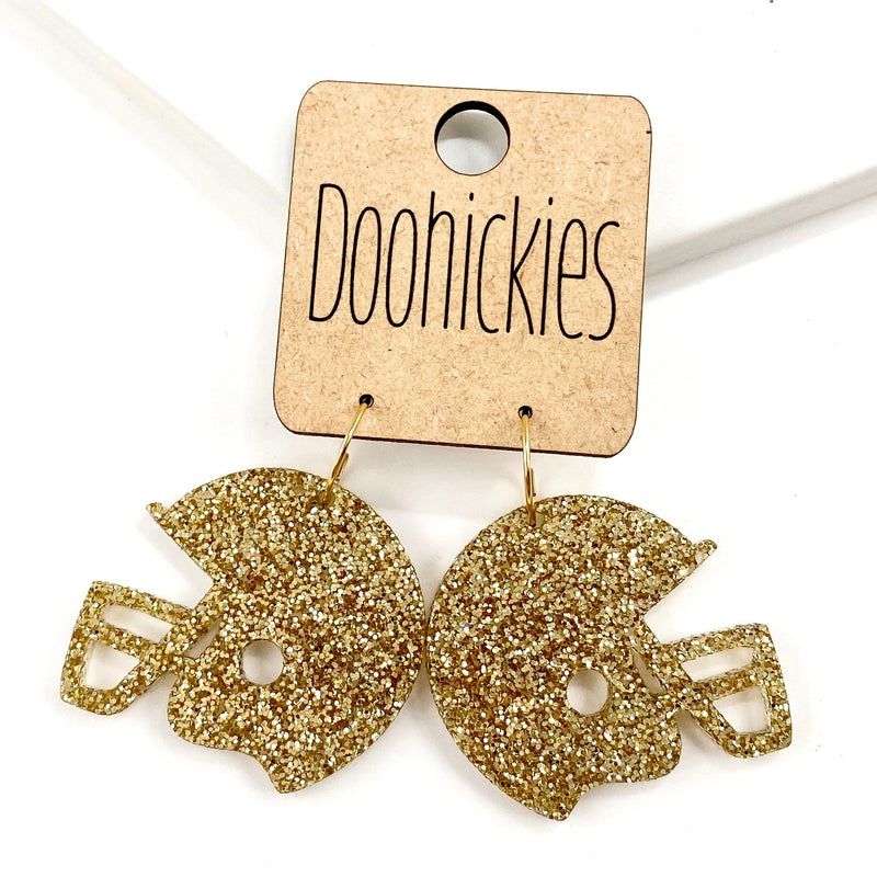1.25" Glitter School Spirit Football Helmet Dangles - Custom Spirit Earrings - 9 Color Options