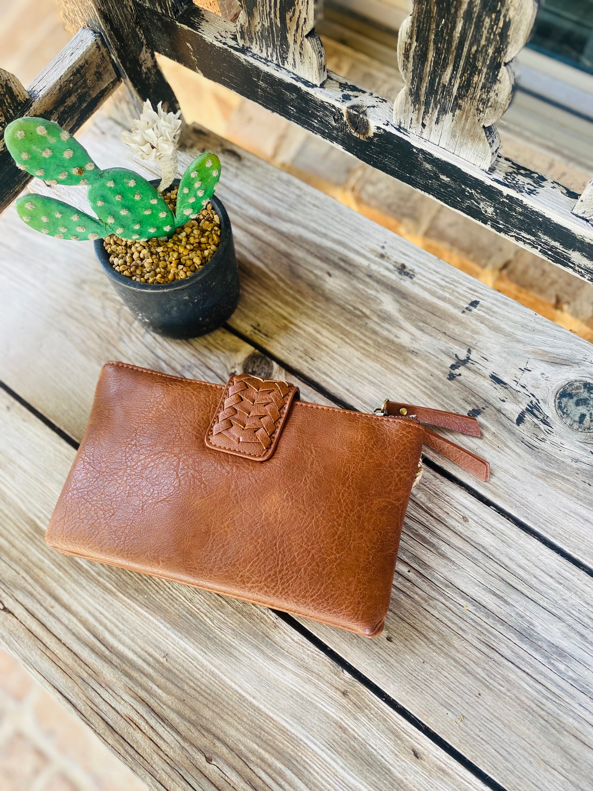 Women's Two-Compartment Crossbody Bag with Braid Detail