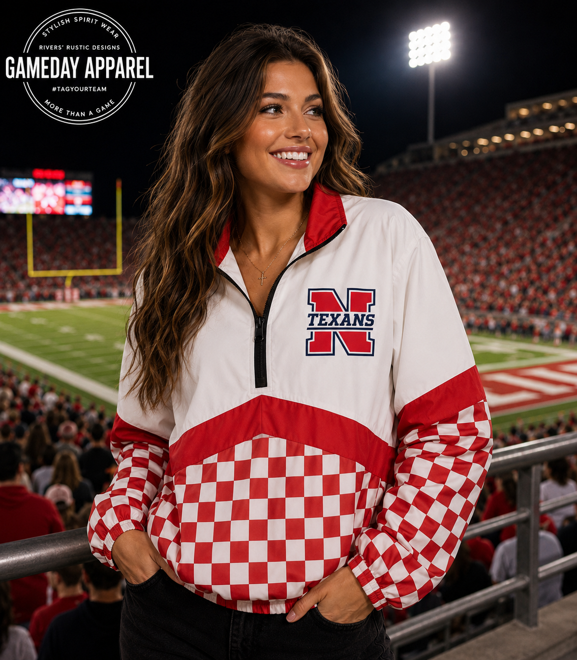 PREORDER | Texans Checkered Scuba Pullover **ETA 4-6weeks