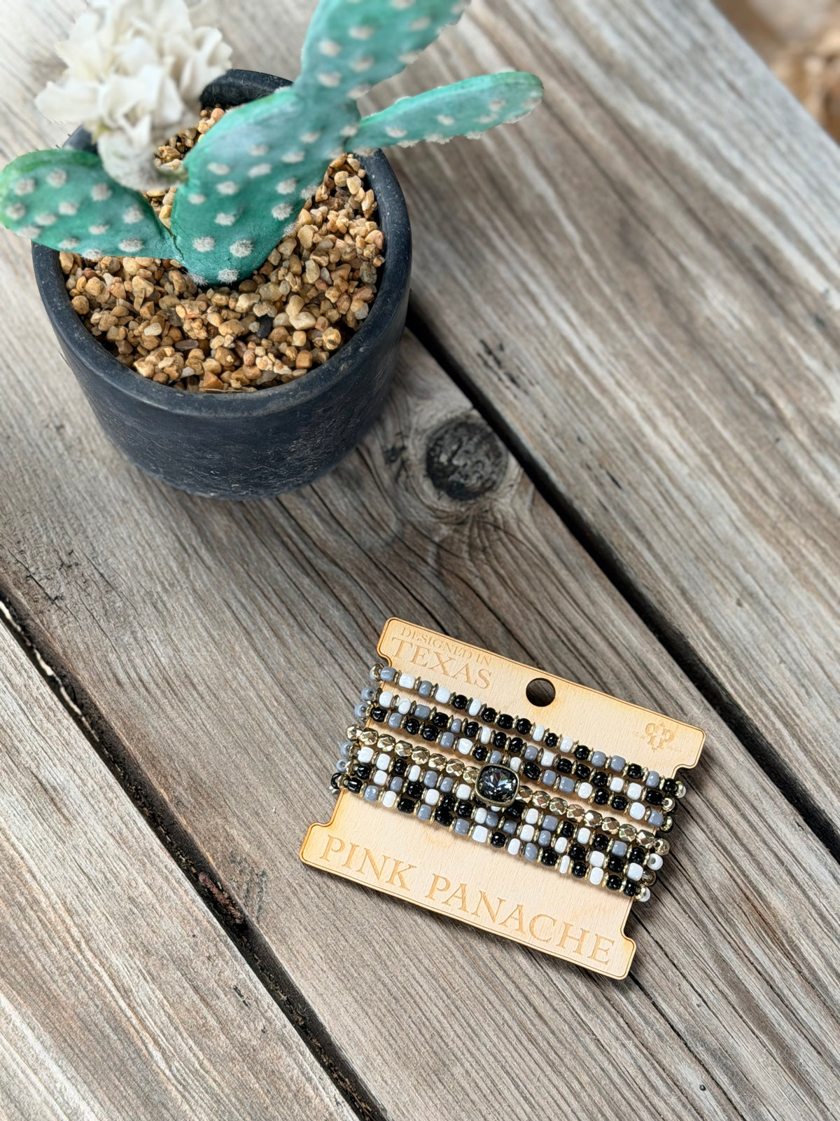 Black Monotone Stacked Bracelets