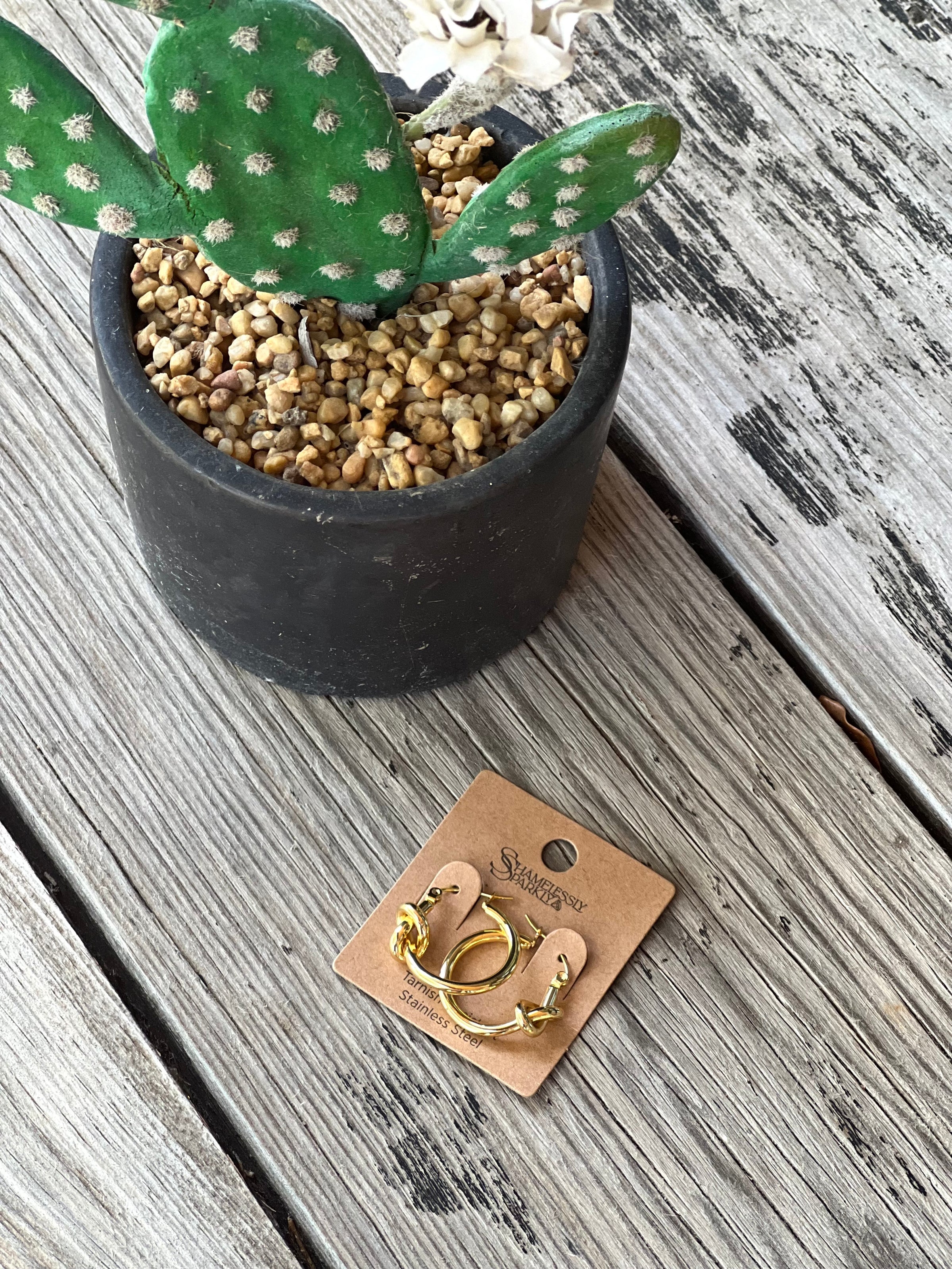 Gold Dipped Knot Hoop Earrings