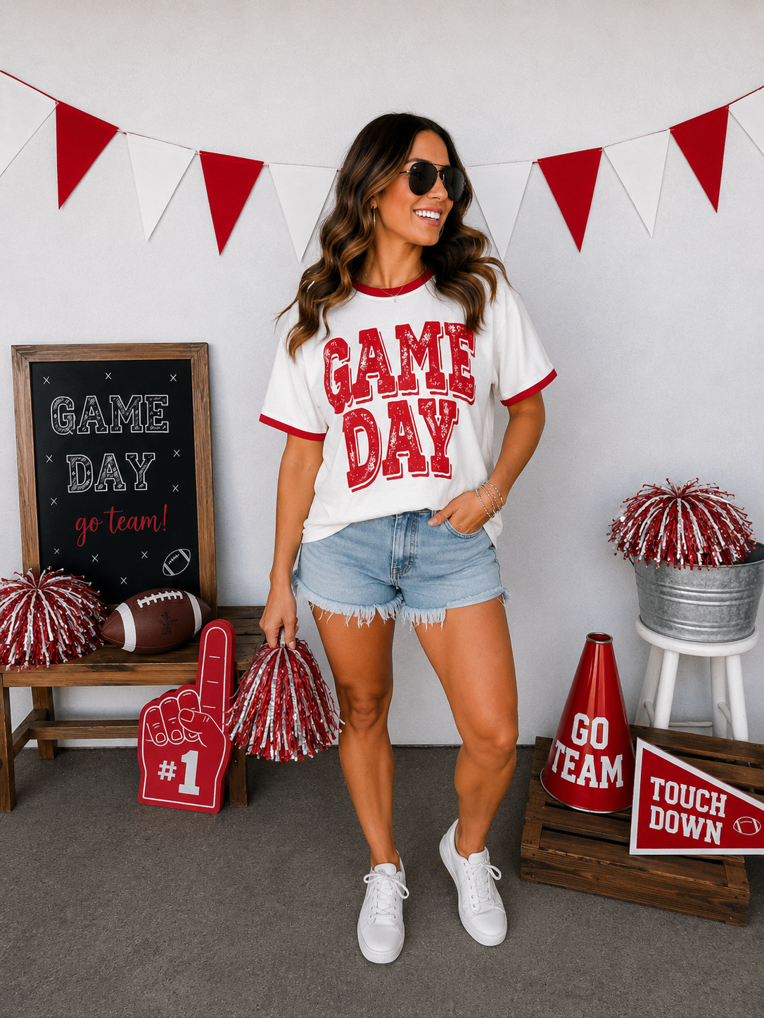 Retro Style Red Game Day Ringer Tee