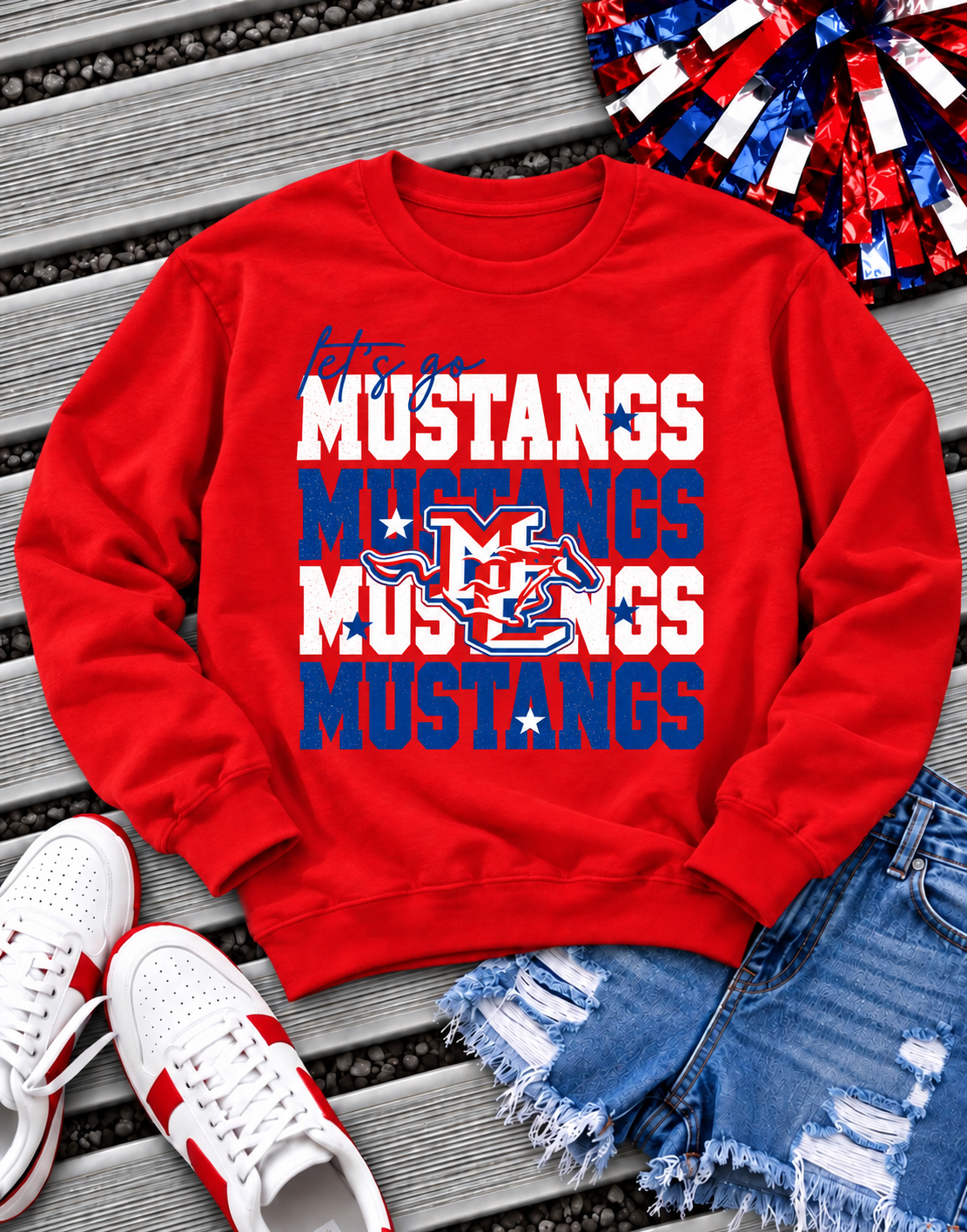 PREORDER | Let’s Go Mustangs Stacked Sweatshirt