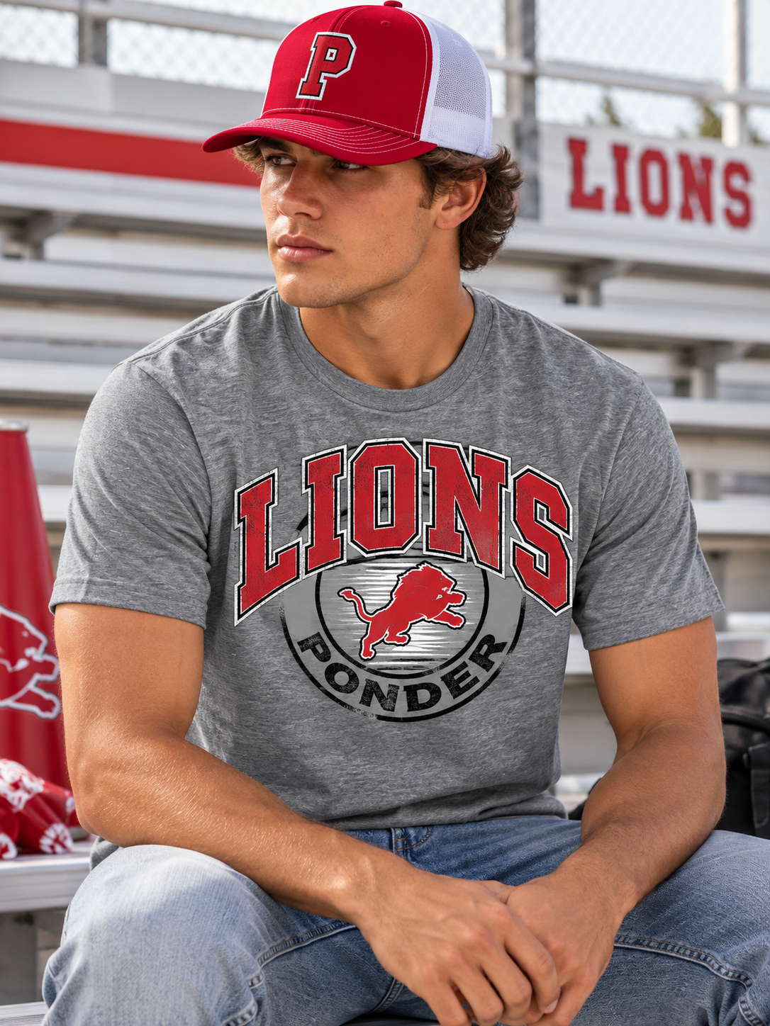 Ponder Lions Vintage Varsity Tee