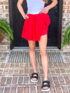 Red Bleacher Babe Ruffled Skort