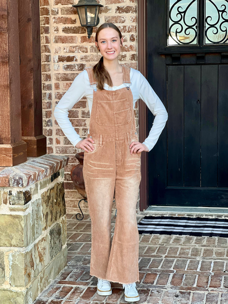 Camel Vintage Wash Corduroy Overalls