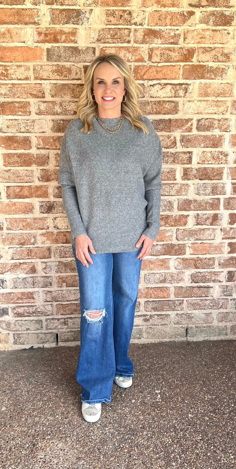 Heather Grey Raglan Dolman Oversized Sweater