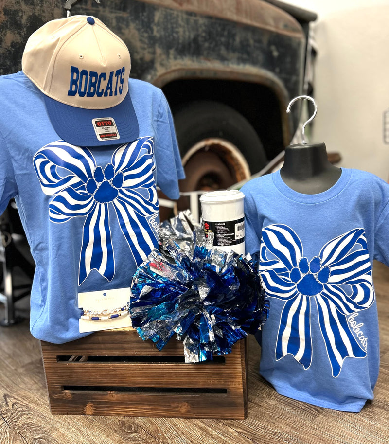 Bobcats Striped Spirit Bow Tee