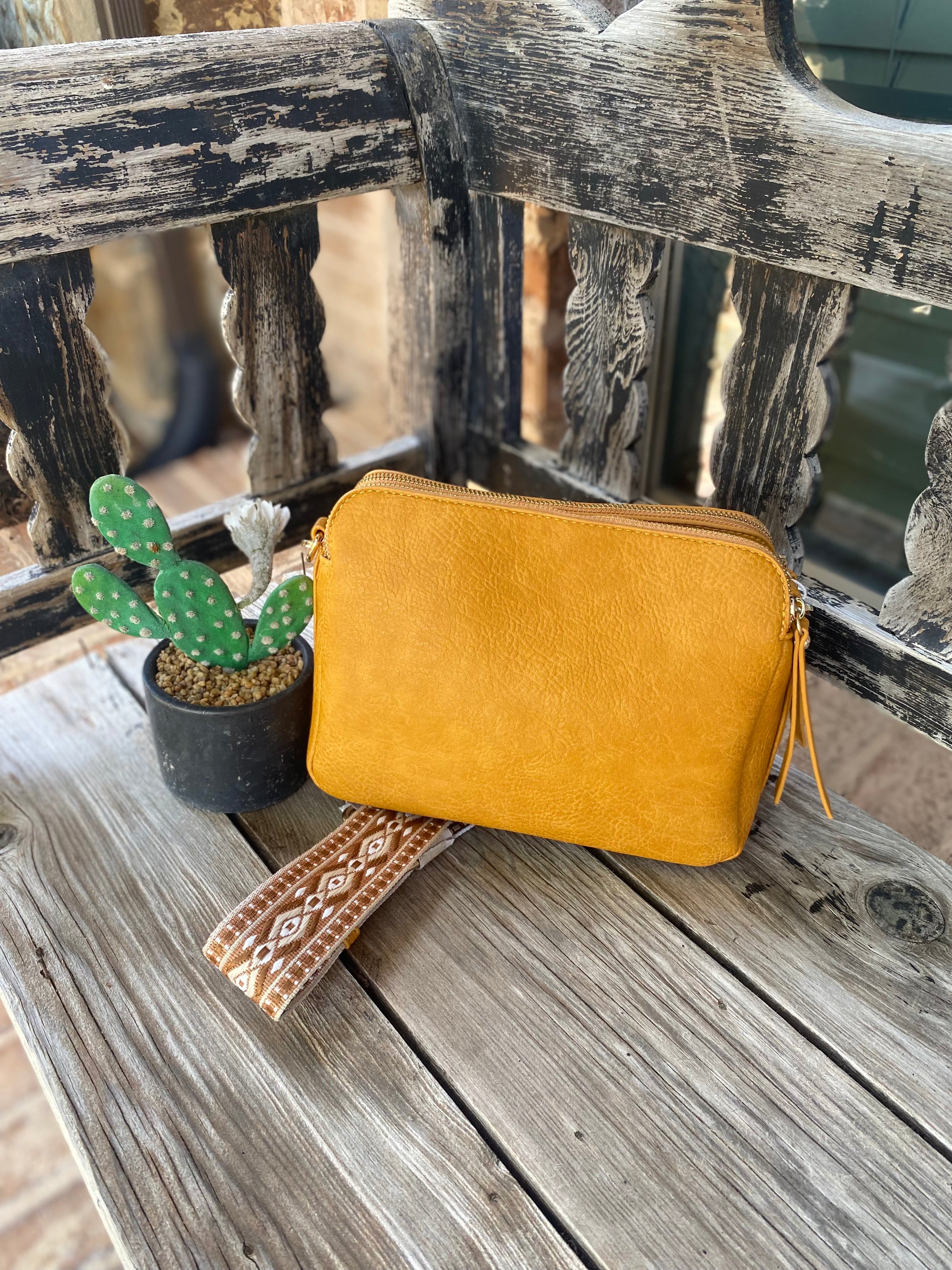 Mila 3 Compartment Crossbody Bag With Guitar Strap