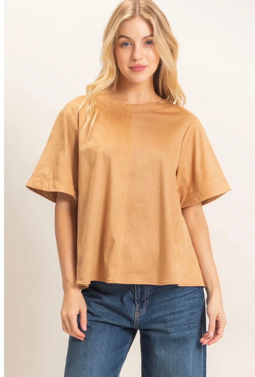 Camel Suede Swing Top