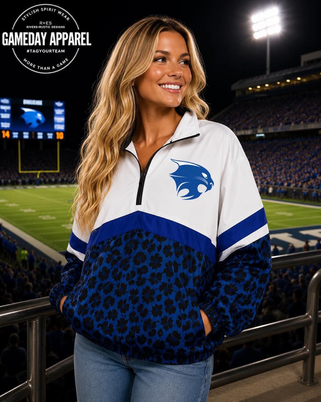 PREORDER | Byron Blue Leopard Scuba Pullover **ETA 4-6weeks