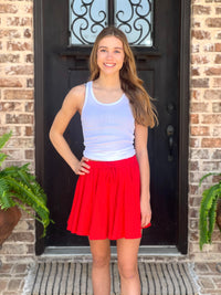 Red Bleacher Babe Ruffled Skort