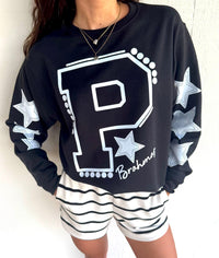 PREORDER | Oversized Varsity Letter Mascot Star Sweatshirt