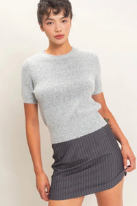 Heather Grey Short Sleeve Lightweight Sweater