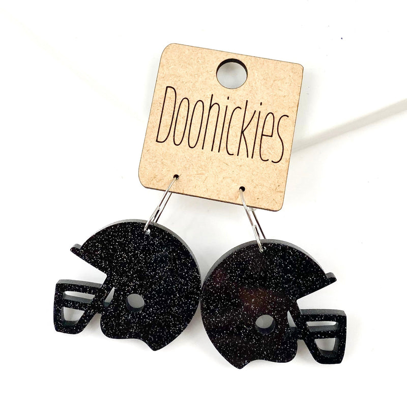 1.25" Glitter School Spirit Football Helmet Dangles - Custom Spirit Earrings - 9 Color Options