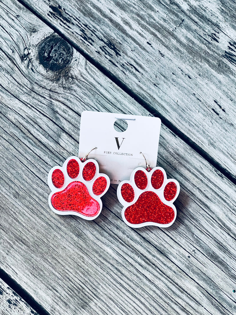 Acrylic Glitter Paw Earrings