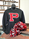 P Glitter Collegiate Letter Sweatshirt