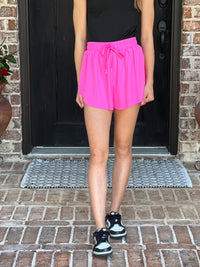 Pink Side Overlap Activewear Shorts w/ Shorts Lining