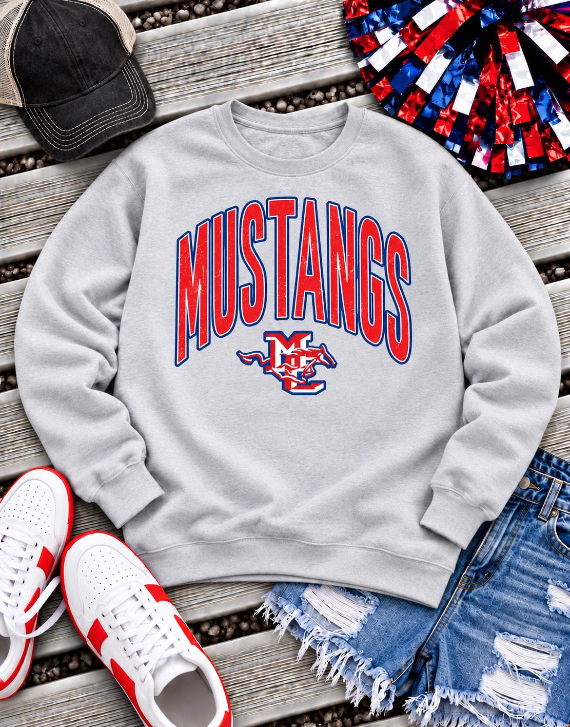 PREORDER | Mustangs Distressed Mascot Sweatshirt